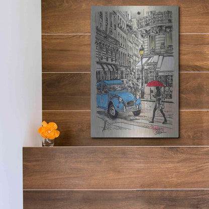 Luxe Metal Art 'Blue Citroen' by Loui Jover, Metal Wall Art,12x16