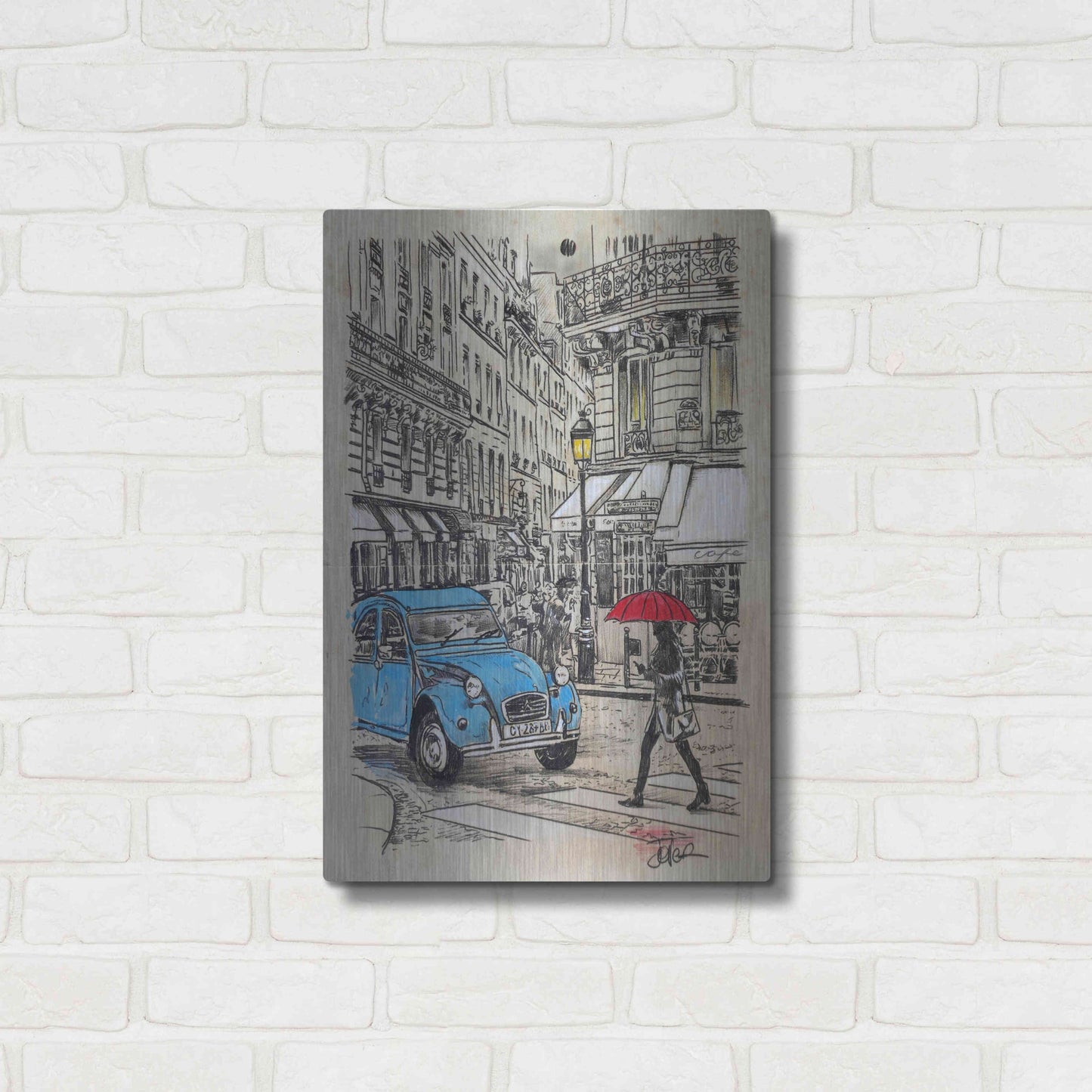 Luxe Metal Art 'Blue Citroen' by Loui Jover, Metal Wall Art,16x24