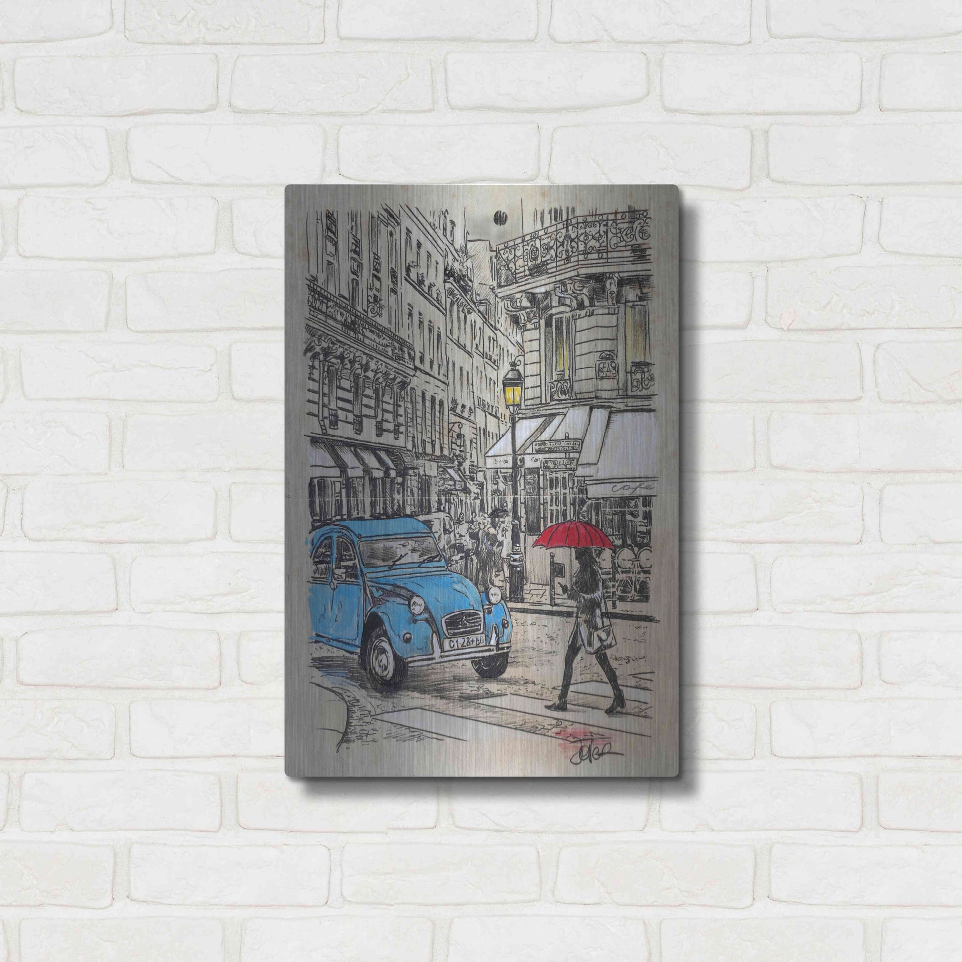 Luxe Metal Art 'Blue Citroen' by Loui Jover, Metal Wall Art,16x24