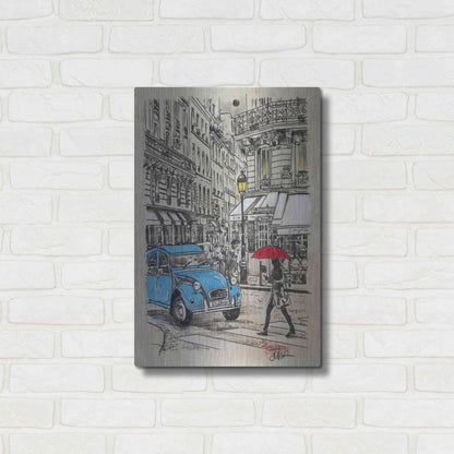 Luxe Metal Art 'Blue Citroen' by Loui Jover, Metal Wall Art,16x24