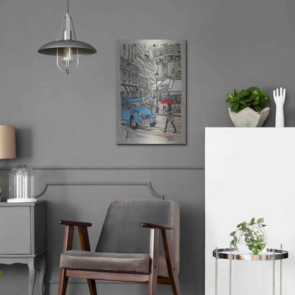 Luxe Metal Art 'Blue Citroen' by Loui Jover, Metal Wall Art,16x24