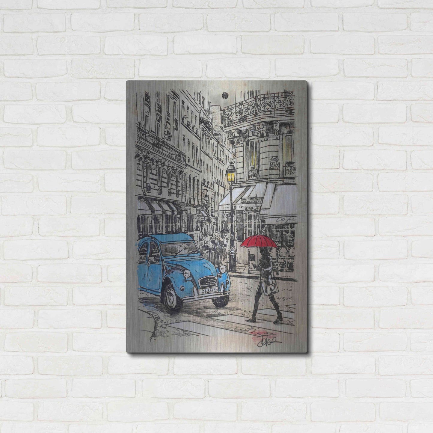 Luxe Metal Art 'Blue Citroen' by Loui Jover, Metal Wall Art,24x36