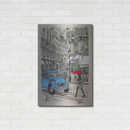 Luxe Metal Art 'Blue Citroen' by Loui Jover, Metal Wall Art,24x36
