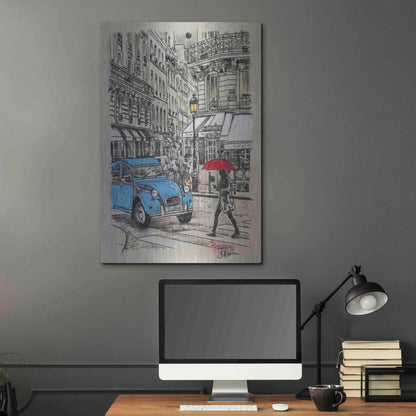 Luxe Metal Art 'Blue Citroen' by Loui Jover, Metal Wall Art,24x36