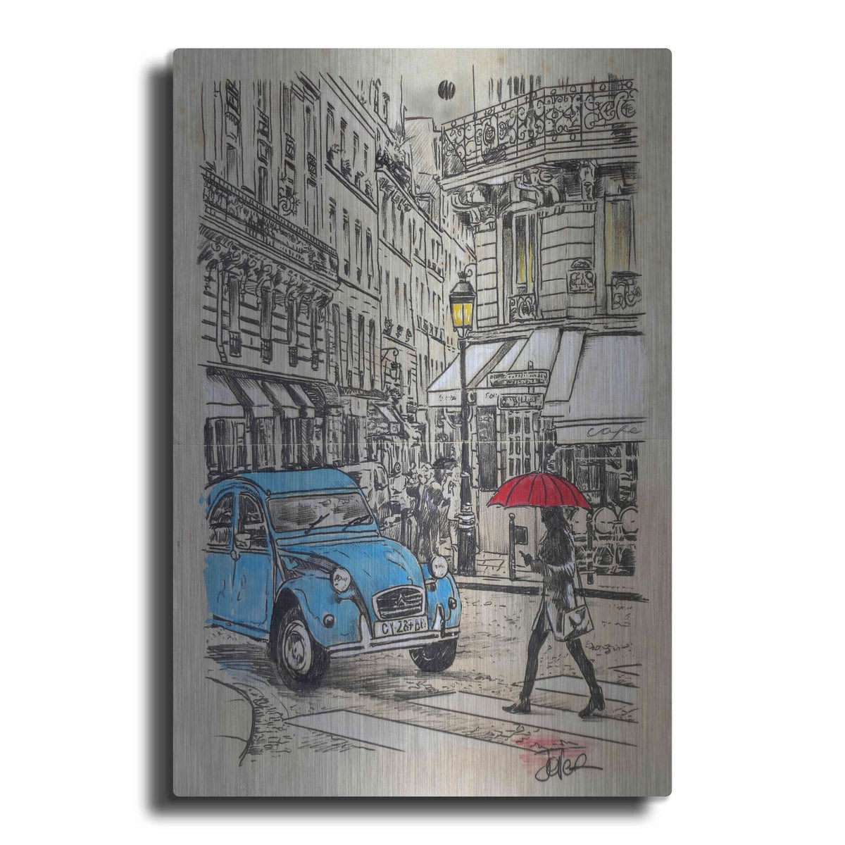 'Blue Citroen' by Loui Jover – Metal Wall Art
