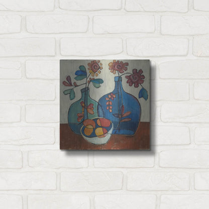 Luxe Metal Art 'Danish Modern Flowers' by Holly Wojhan, Metal Wall Art,12x12