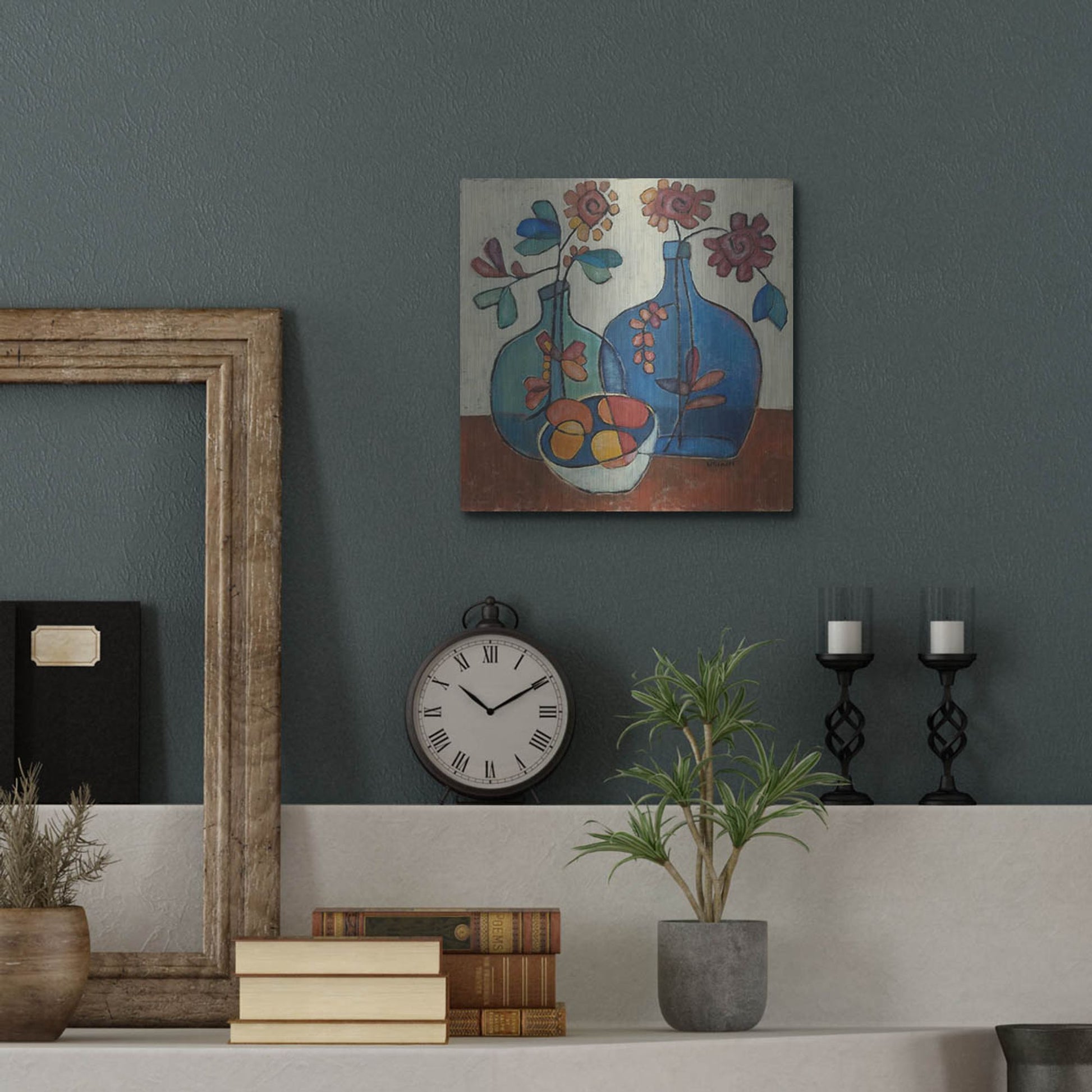 Luxe Metal Art 'Danish Modern Flowers' by Holly Wojhan, Metal Wall Art,12x12