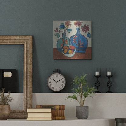 Luxe Metal Art 'Danish Modern Flowers' by Holly Wojhan, Metal Wall Art,12x12