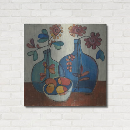 Luxe Metal Art 'Danish Modern Flowers' by Holly Wojhan, Metal Wall Art,36x36