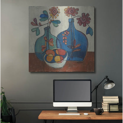 Luxe Metal Art 'Danish Modern Flowers' by Holly Wojhan, Metal Wall Art,36x36