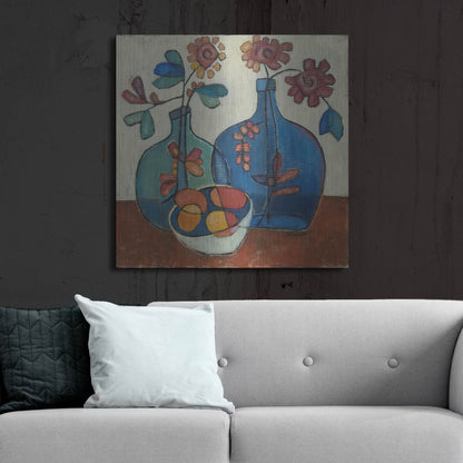 Luxe Metal Art 'Danish Modern Flowers' by Holly Wojhan, Metal Wall Art,36x36