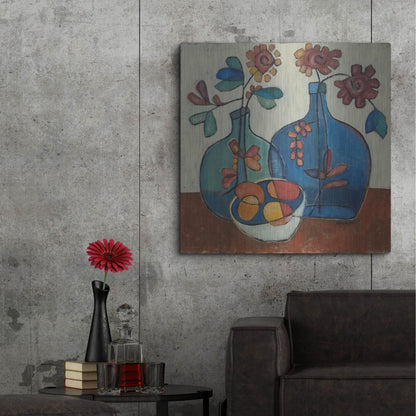 Luxe Metal Art 'Danish Modern Flowers' by Holly Wojhan, Metal Wall Art,36x36