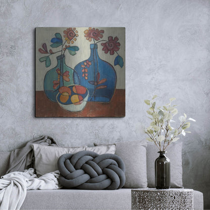 Luxe Metal Art 'Danish Modern Flowers' by Holly Wojhan, Metal Wall Art,36x36