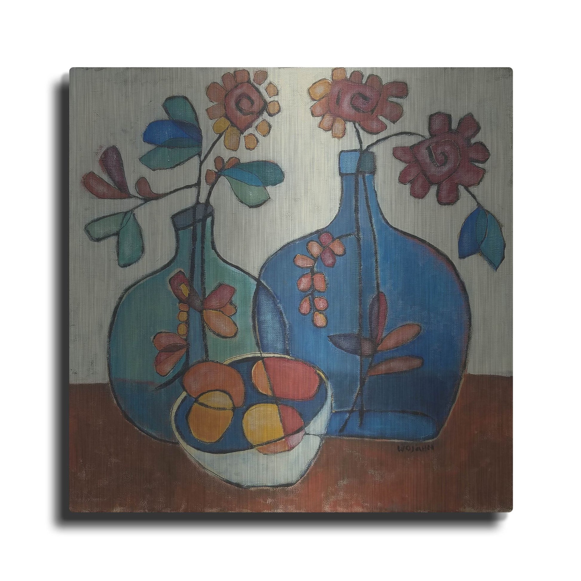 Luxe Metal Art 'Danish Modern Flowers' by Holly Wojhan, Metal Wall Art