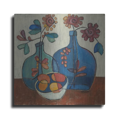 Luxe Metal Art 'Danish Modern Flowers' by Holly Wojhan, Metal Wall Art