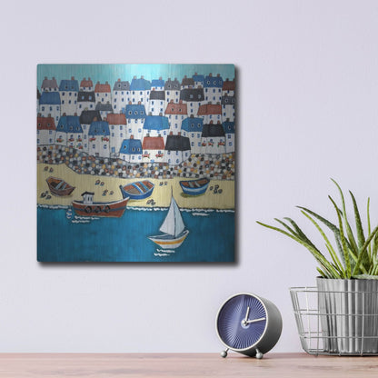 Luxe Metal Art 'Cornwall Calling' by Holly Wojhan, Metal Wall Art,12x12