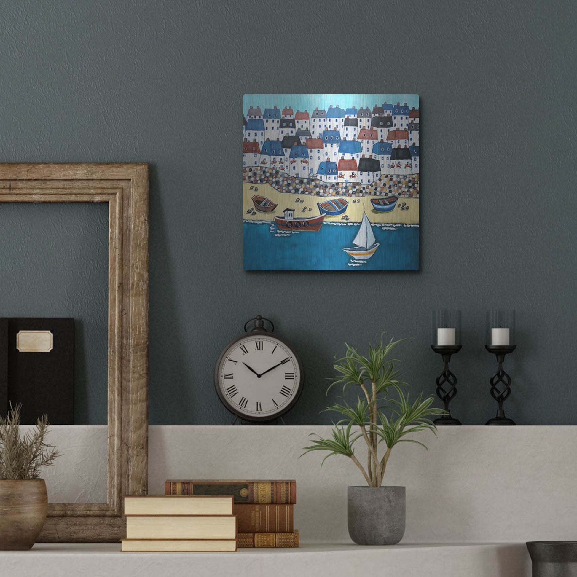 Luxe Metal Art 'Cornwall Calling' by Holly Wojhan, Metal Wall Art,12x12