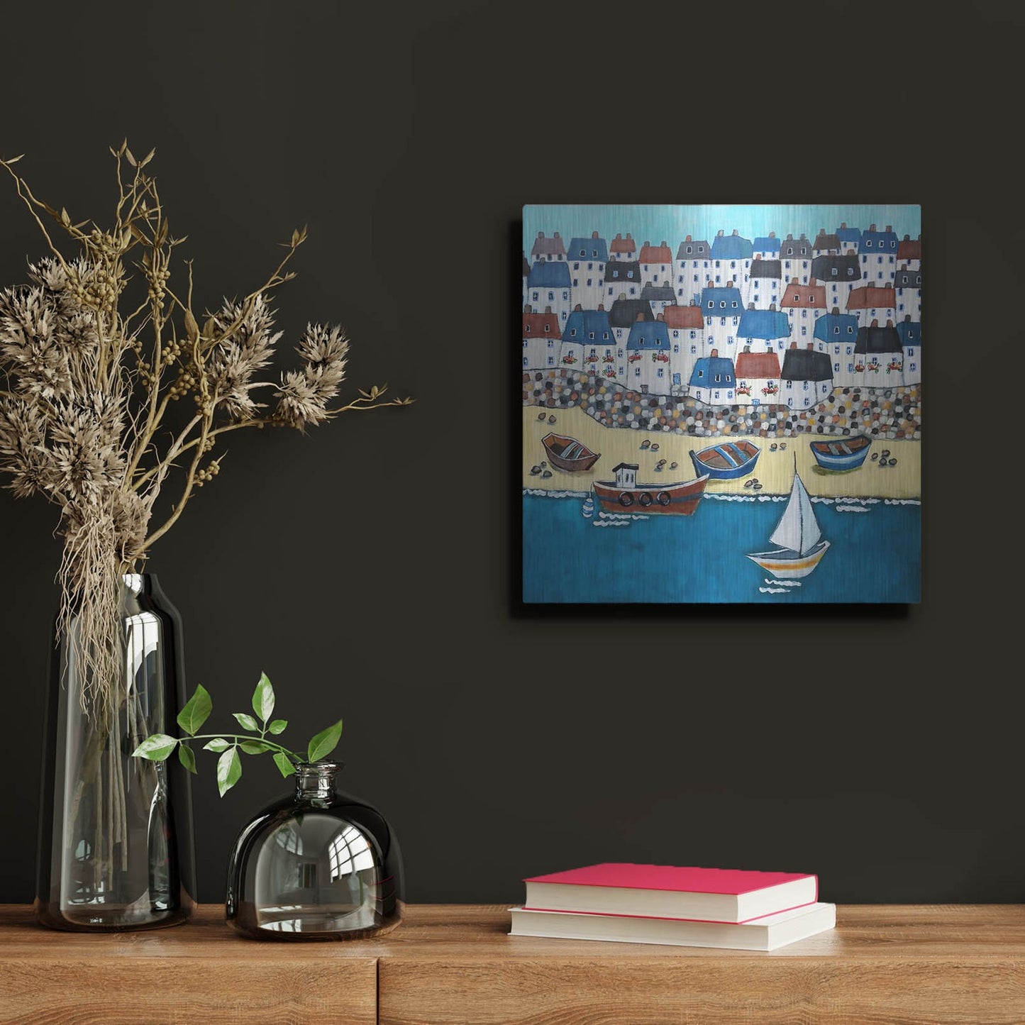 Luxe Metal Art 'Cornwall Calling' by Holly Wojhan, Metal Wall Art,12x12