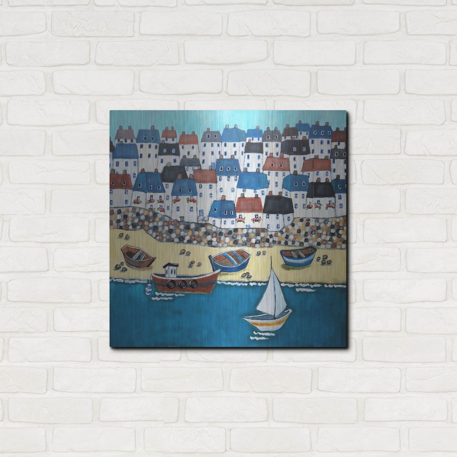 Luxe Metal Art 'Cornwall Calling' by Holly Wojhan, Metal Wall Art,24x24