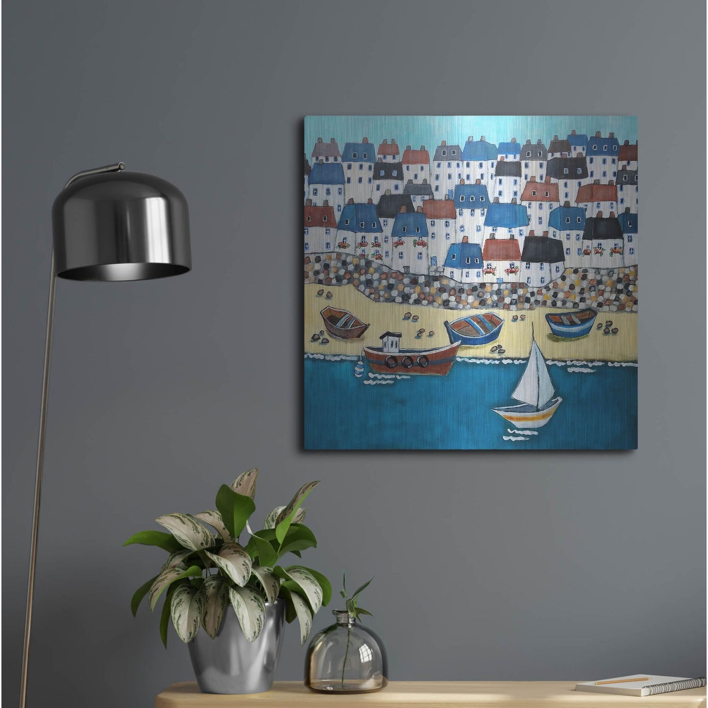 Luxe Metal Art 'Cornwall Calling' by Holly Wojhan, Metal Wall Art,24x24