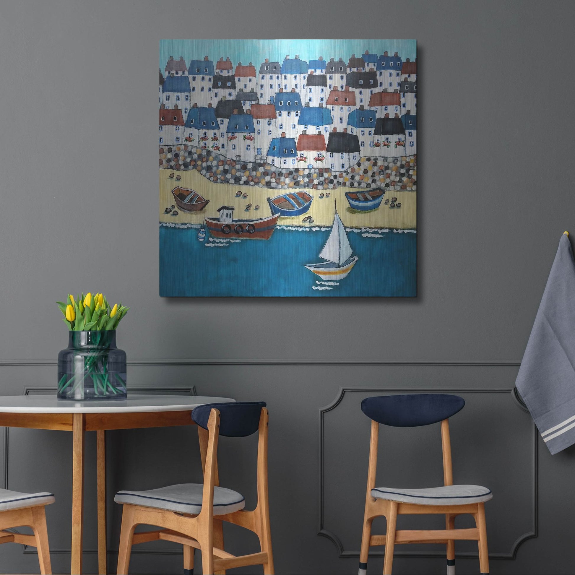 Luxe Metal Art 'Cornwall Calling' by Holly Wojhan, Metal Wall Art,36x36