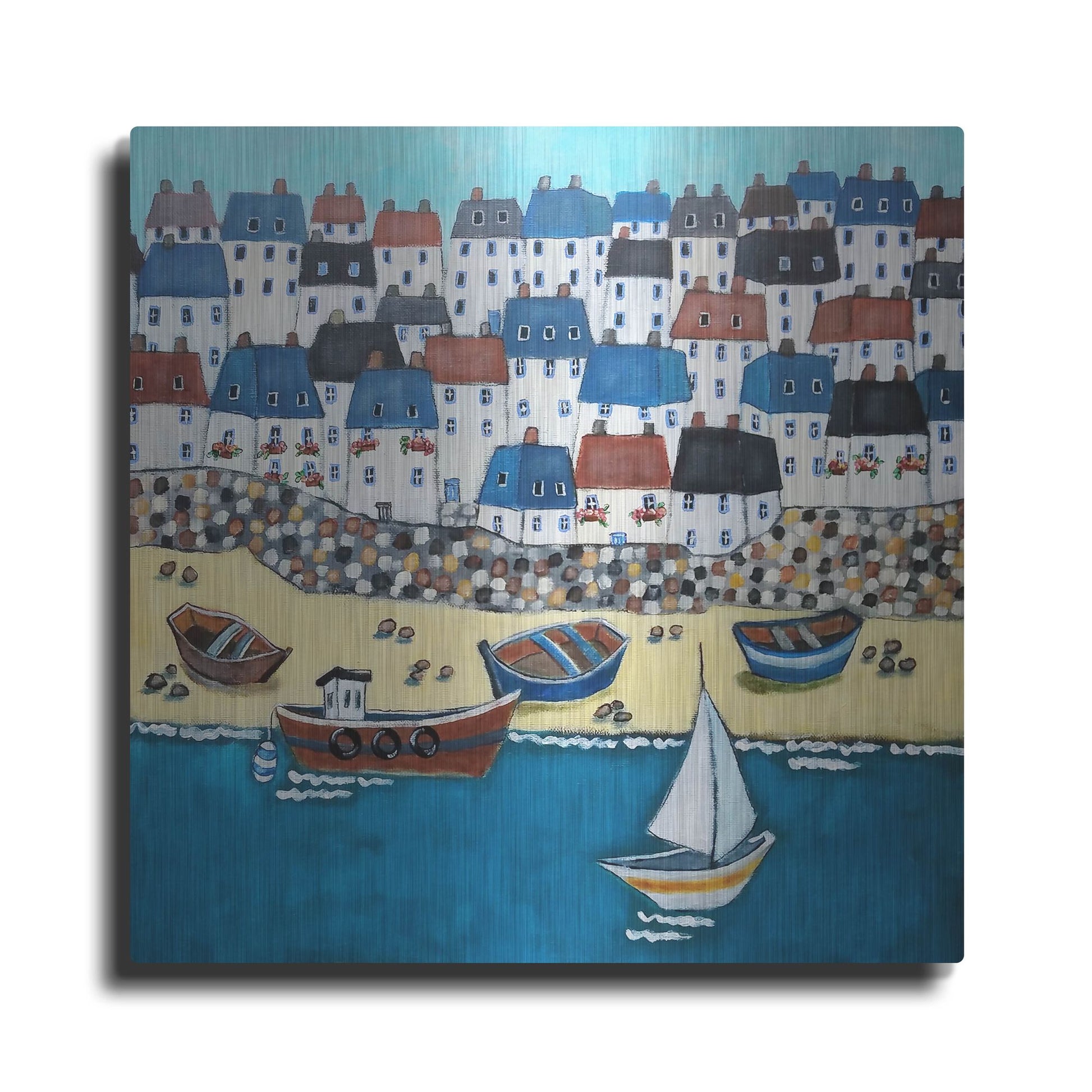 Luxe Metal Art 'Cornwall Calling' by Holly Wojhan, Metal Wall Art