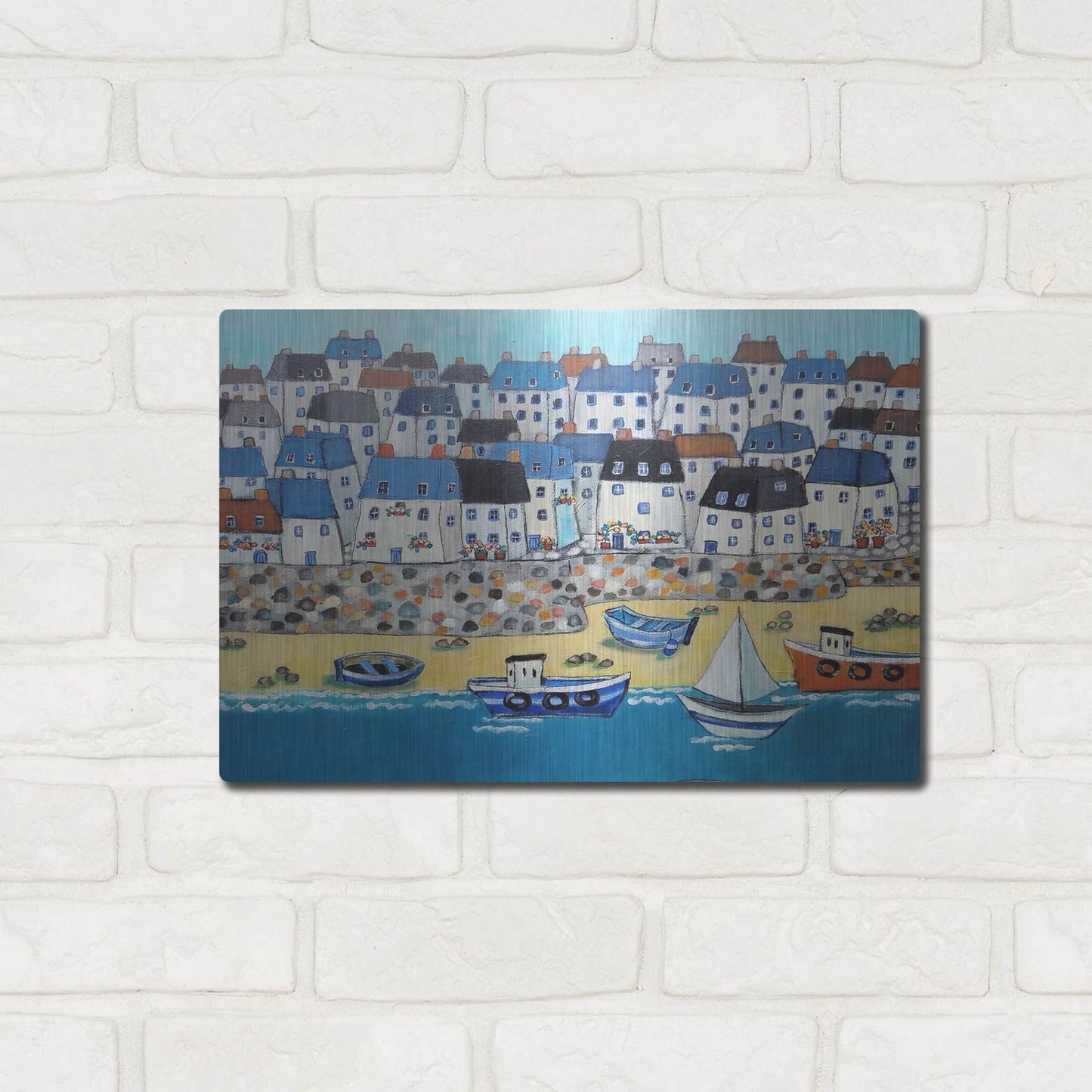 Luxe Metal Art 'Cornwall Calling Again' by Holly Wojhan, Metal Wall Art,16x12