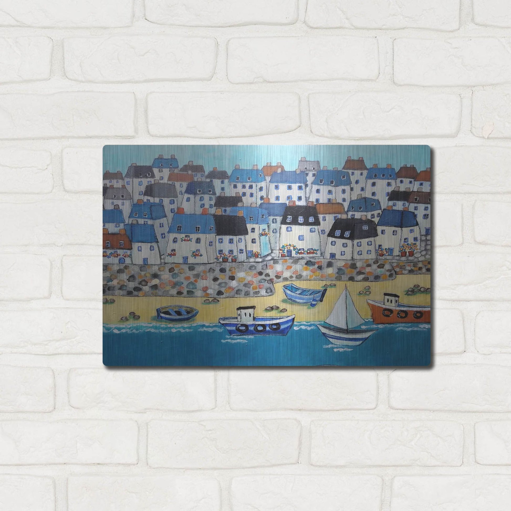 Luxe Metal Art 'Cornwall Calling Again' by Holly Wojhan, Metal Wall Art,16x12