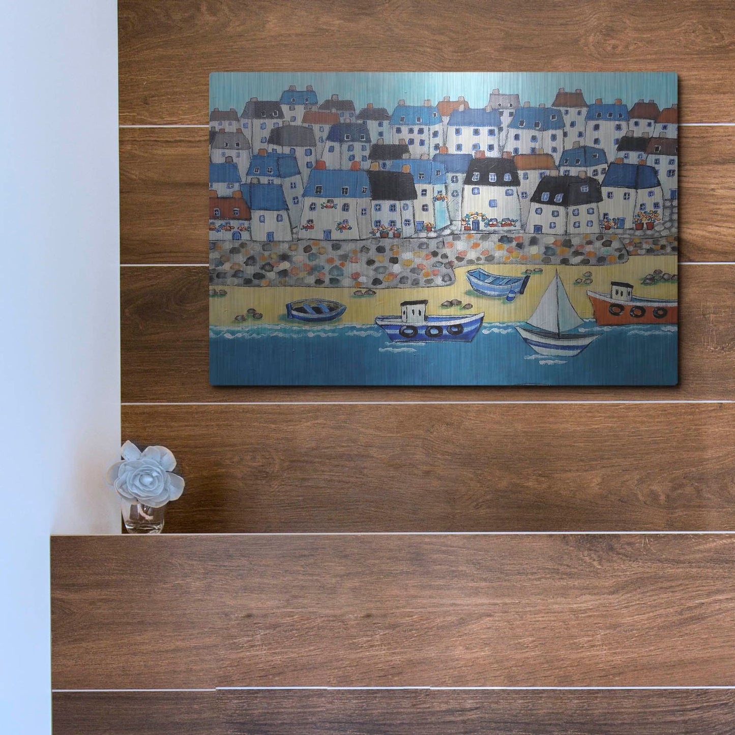 Luxe Metal Art 'Cornwall Calling Again' by Holly Wojhan, Metal Wall Art,16x12