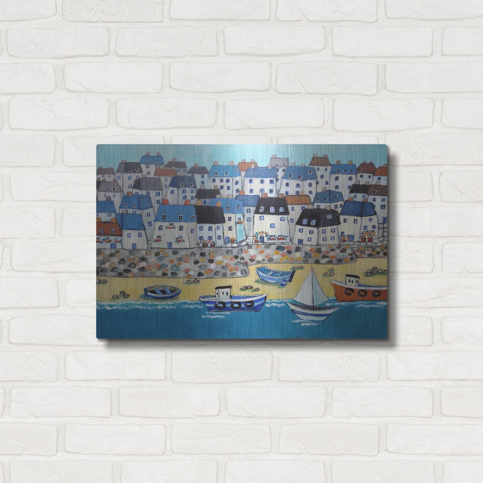 Luxe Metal Art 'Cornwall Calling Again' by Holly Wojhan, Metal Wall Art,24x16