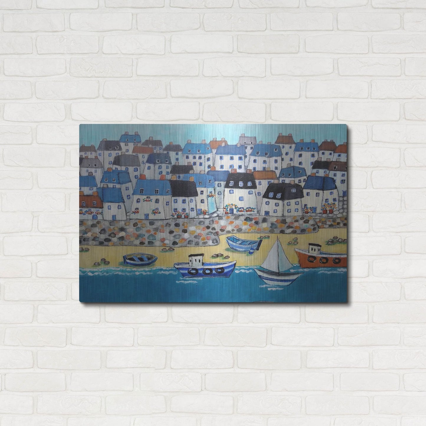 Luxe Metal Art 'Cornwall Calling Again' by Holly Wojhan, Metal Wall Art,36x24