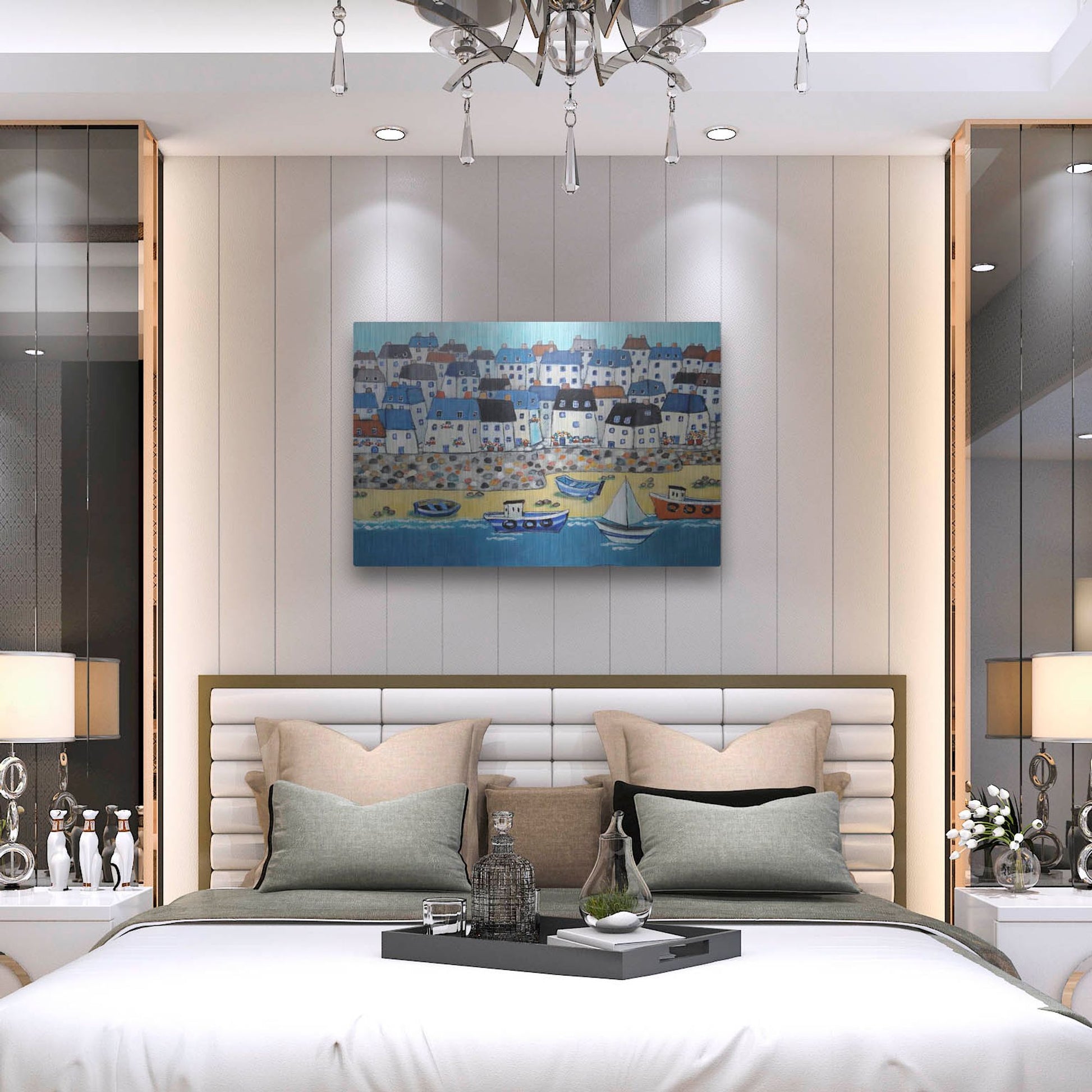 Luxe Metal Art 'Cornwall Calling Again' by Holly Wojhan, Metal Wall Art,36x24