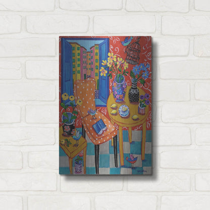 Luxe Metal Art 'Happy Interior-Menton' by Holly Wojhan, Metal Wall Art,12x16