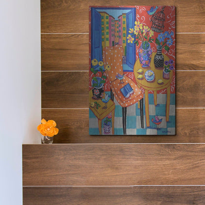 Luxe Metal Art 'Happy Interior-Menton' by Holly Wojhan, Metal Wall Art,12x16