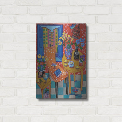 Luxe Metal Art 'Happy Interior-Menton' by Holly Wojhan, Metal Wall Art,16x24