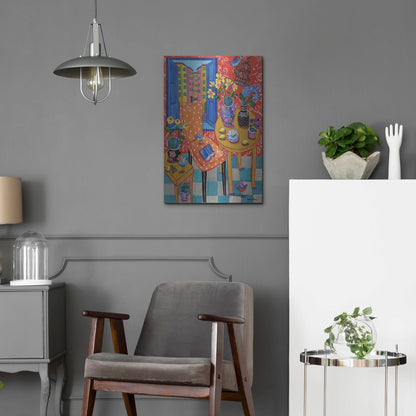 Luxe Metal Art 'Happy Interior-Menton' by Holly Wojhan, Metal Wall Art,16x24