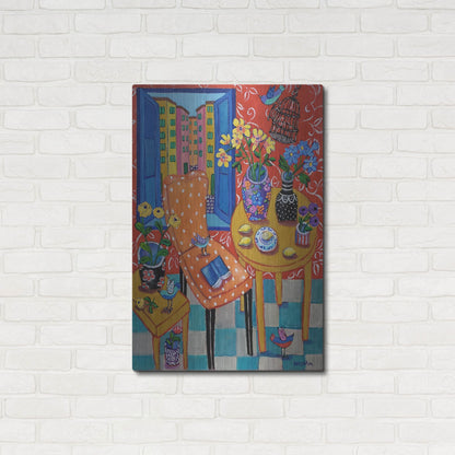 Luxe Metal Art 'Happy Interior-Menton' by Holly Wojhan, Metal Wall Art,24x36