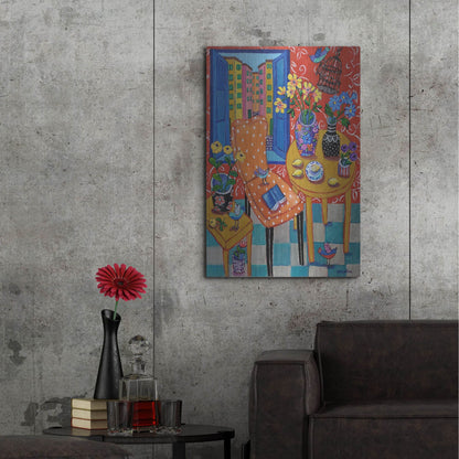 Luxe Metal Art 'Happy Interior-Menton' by Holly Wojhan, Metal Wall Art,24x36