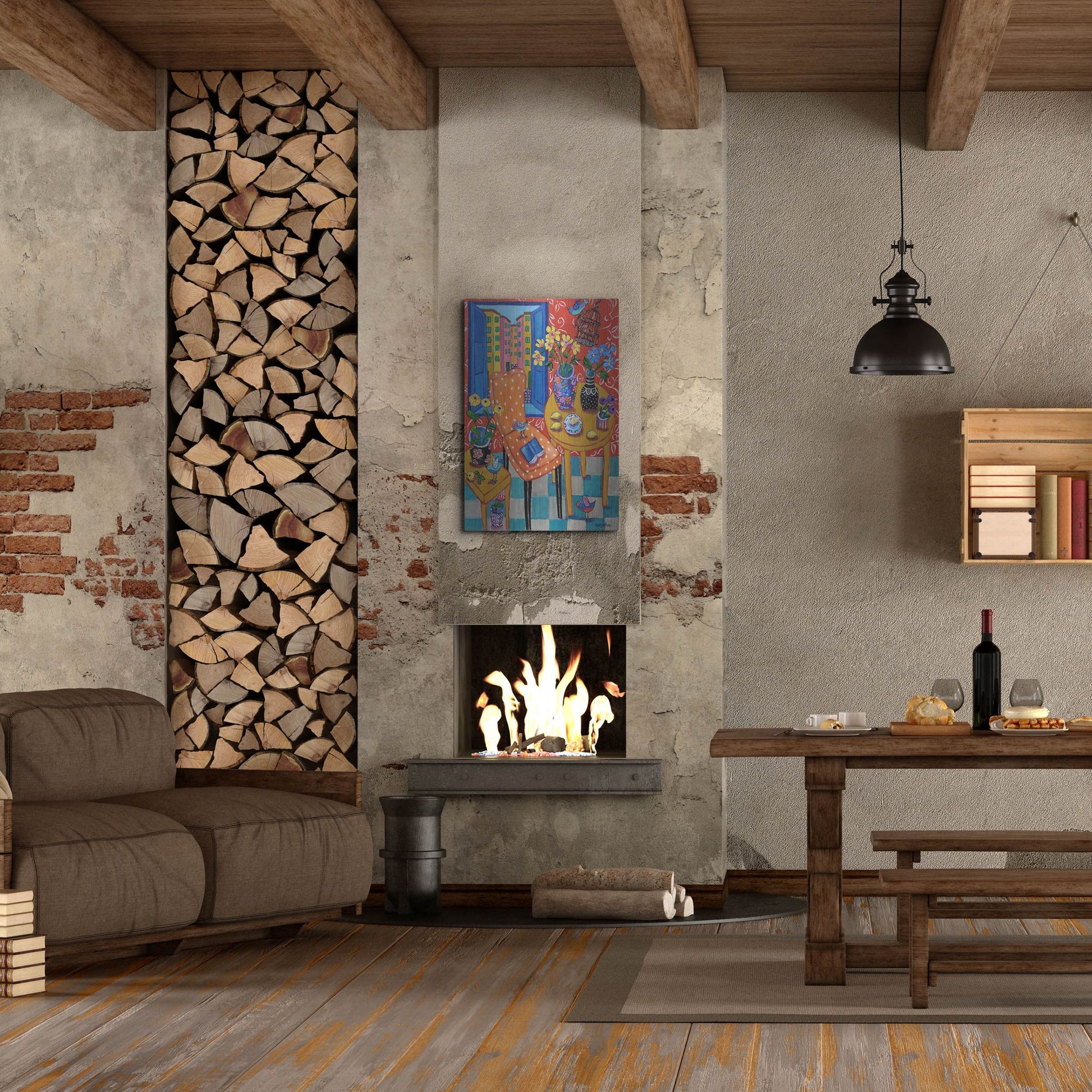 Luxe Metal Art 'Happy Interior-Menton' by Holly Wojhan, Metal Wall Art,24x36