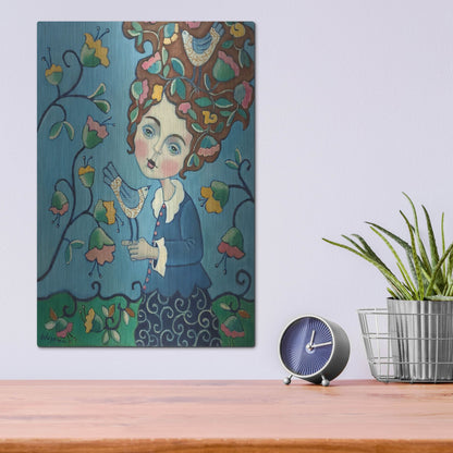 Luxe Metal Art 'Flower Hair' by Holly Wojhan, Metal Wall Art,12x16