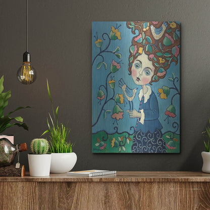 Luxe Metal Art 'Flower Hair' by Holly Wojhan, Metal Wall Art,12x16