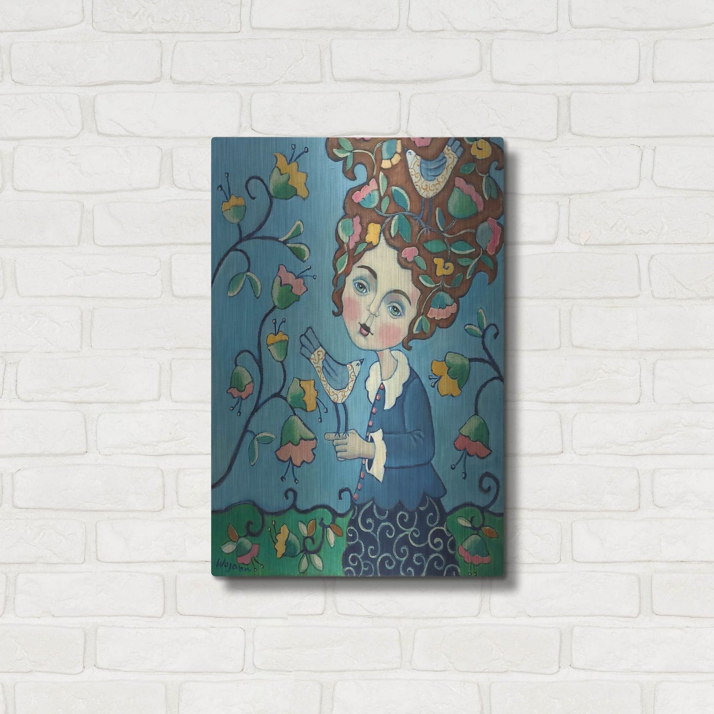 Luxe Metal Art 'Flower Hair' by Holly Wojhan, Metal Wall Art,16x24