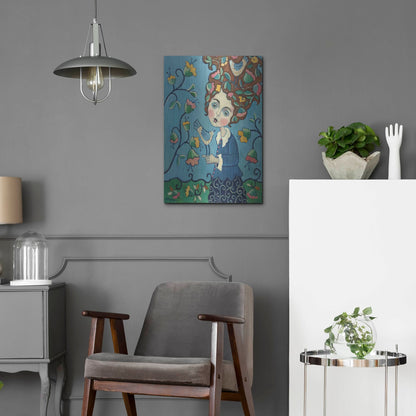 Luxe Metal Art 'Flower Hair' by Holly Wojhan, Metal Wall Art,16x24