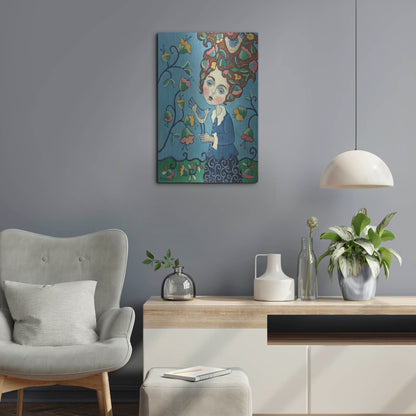 Luxe Metal Art 'Flower Hair' by Holly Wojhan, Metal Wall Art,16x24