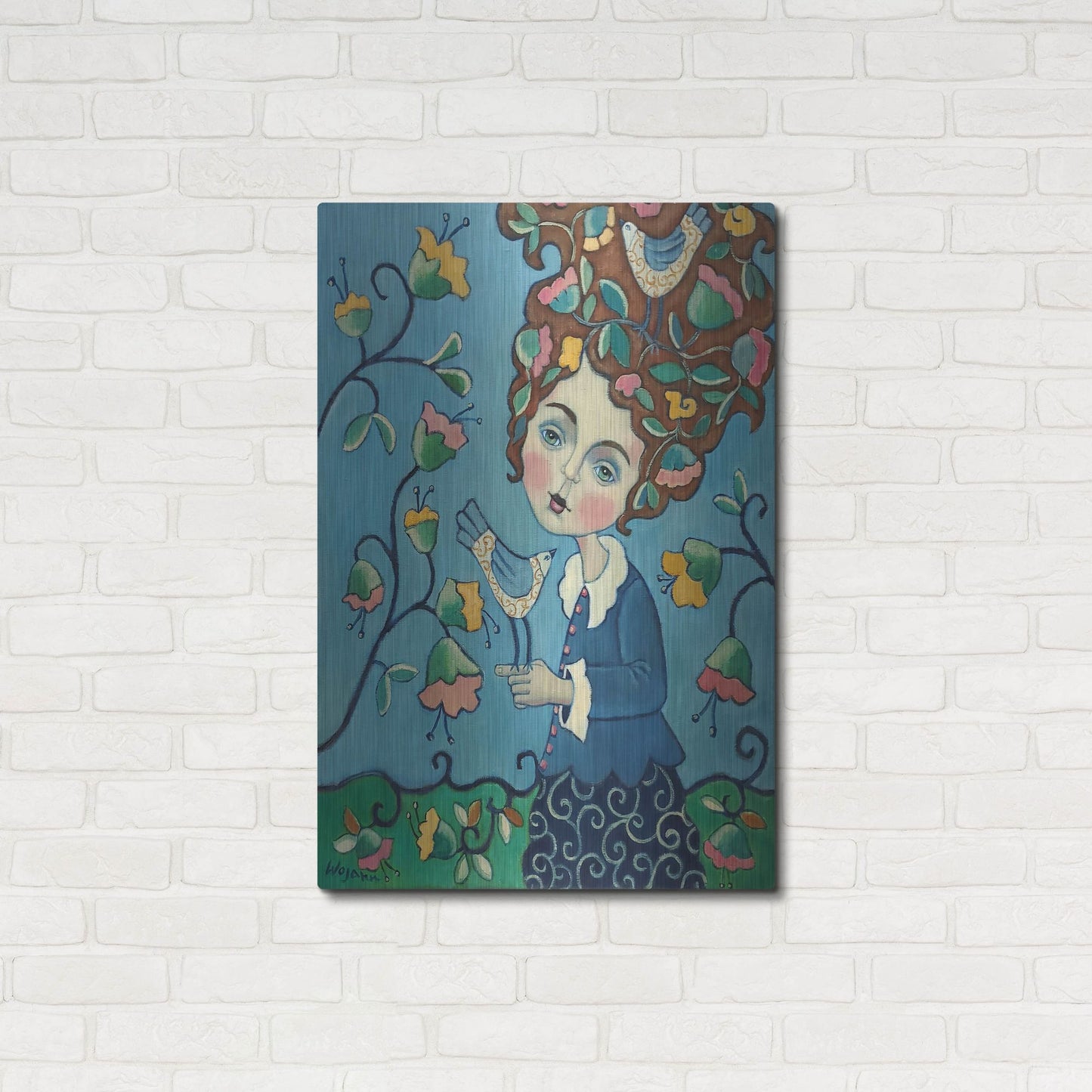 Luxe Metal Art 'Flower Hair' by Holly Wojhan, Metal Wall Art,24x36