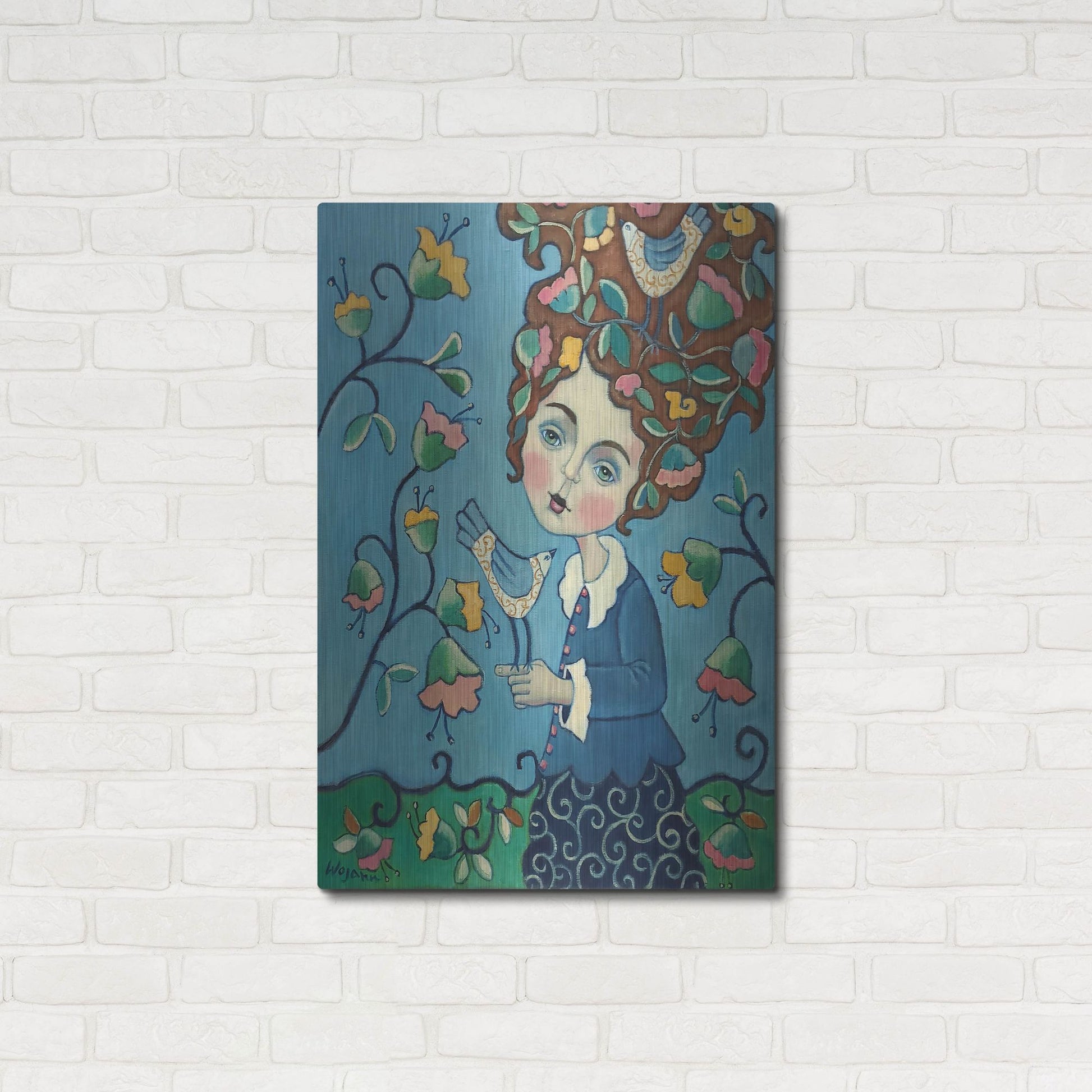 Luxe Metal Art 'Flower Hair' by Holly Wojhan, Metal Wall Art,24x36