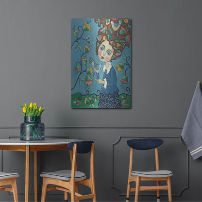 Luxe Metal Art 'Flower Hair' by Holly Wojhan, Metal Wall Art,24x36