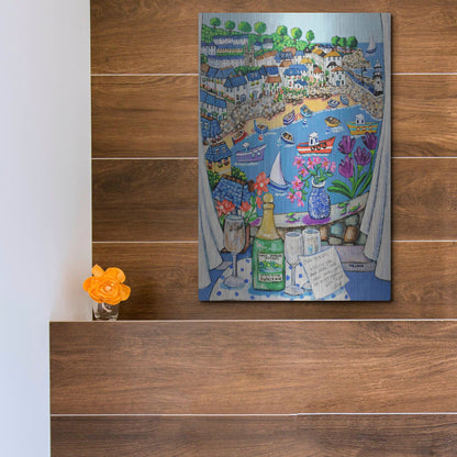 Luxe Metal Art 'The Three Travelers St Ives' by Holly Wojhan, Metal Wall Art,12x16