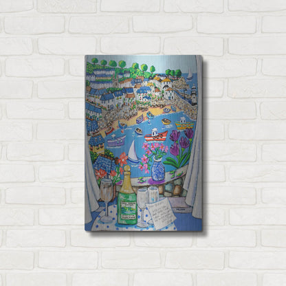 Luxe Metal Art 'The Three Travelers St Ives' by Holly Wojhan, Metal Wall Art,16x24