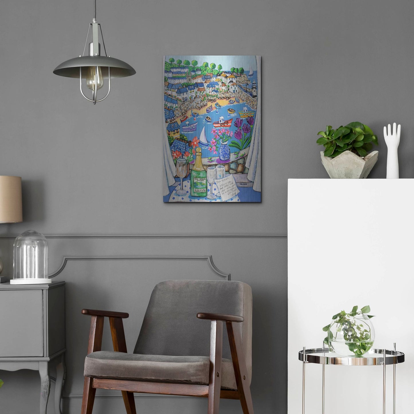 Luxe Metal Art 'The Three Travelers St Ives' by Holly Wojhan, Metal Wall Art,16x24